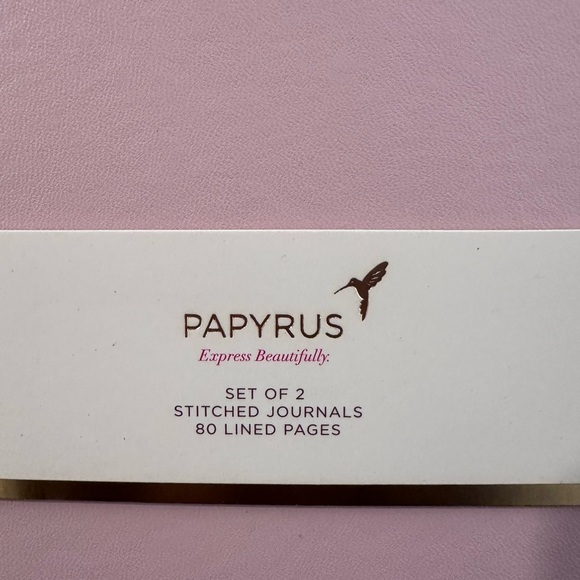 Papyrus Blush Pink Stitched Journal Pack with Gold Hummingbird Logo - Picture 2 of 3